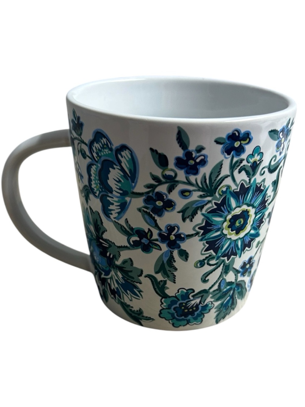 Vera Bradley Cloud Vine Blue Floral White, Blue, Green, Pattern Ceramic Mug 12oz